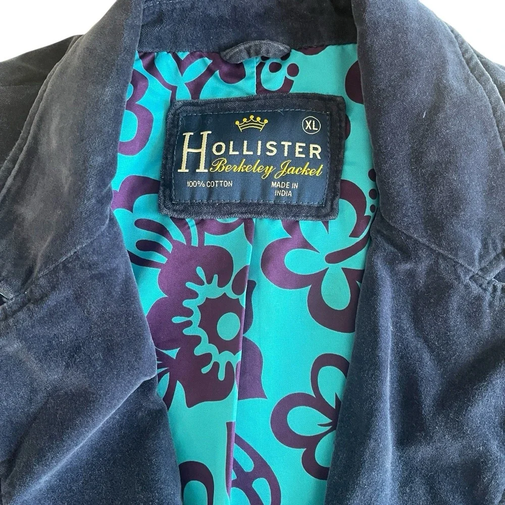 VTG NWOT Hollister Men's Size‎ XL Berkeley Jacket Blue 100% Cotton Velvet